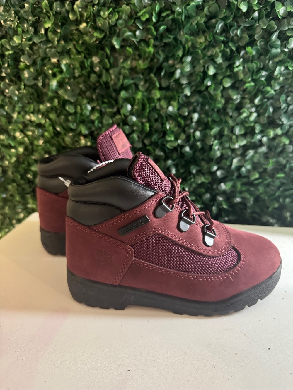 Timberland Kids Burgundy and Black Lace-Up Boots